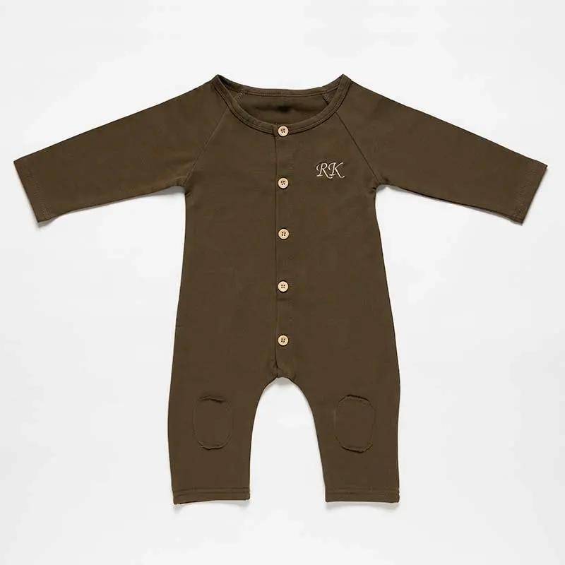 Long-sleeved monogrammed bodysuit