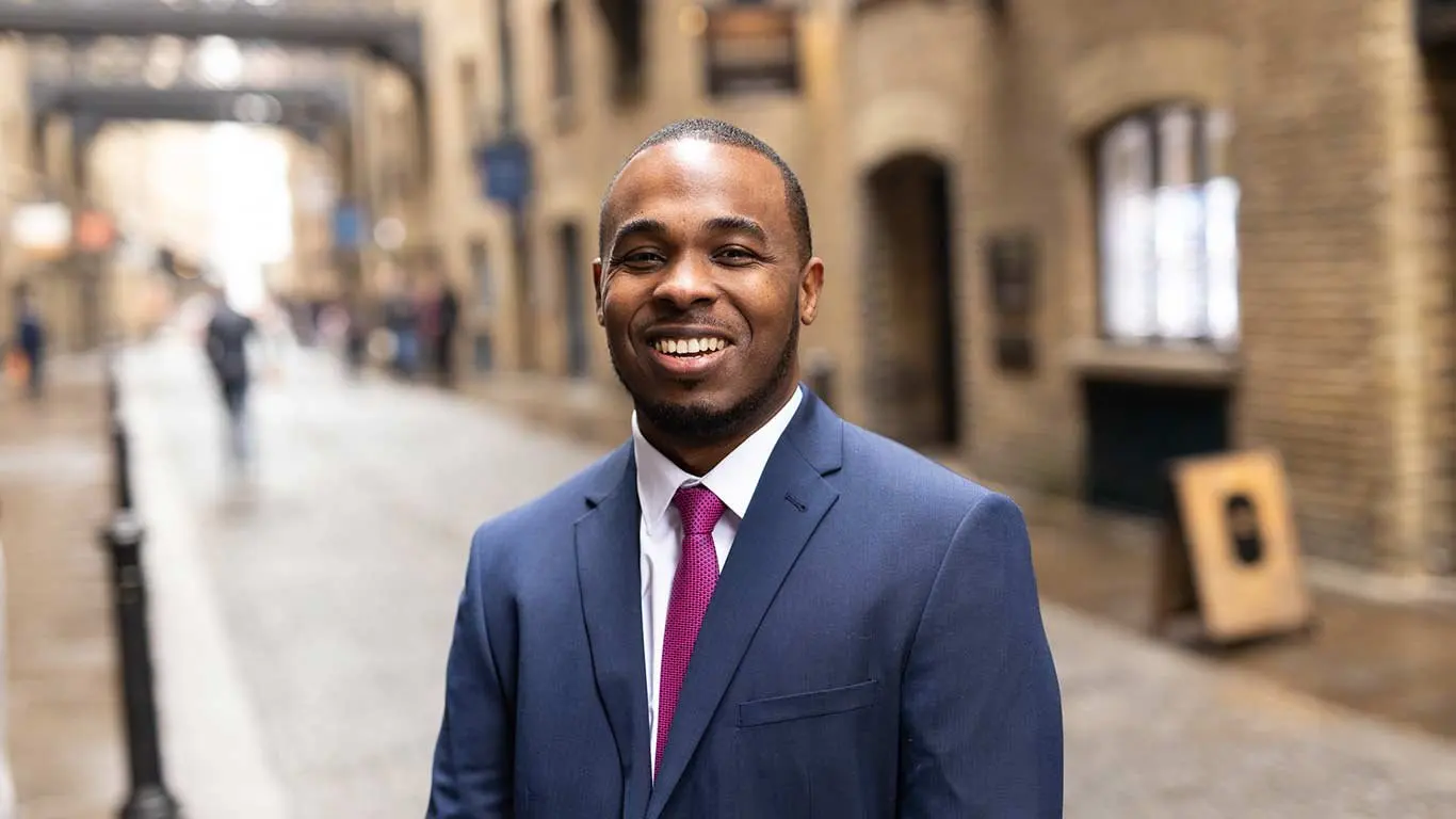 Business portrait on location in a London lane