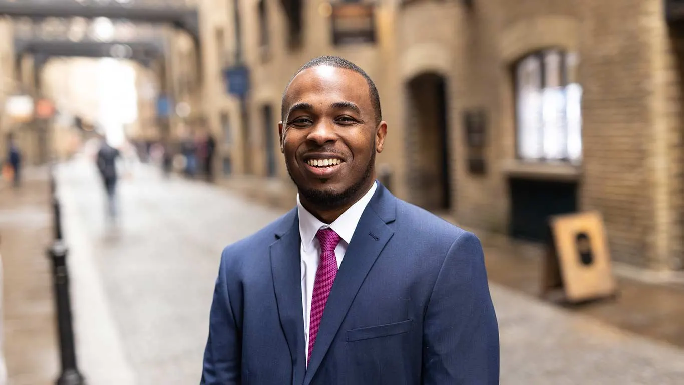 Business portrait on location in a London lane