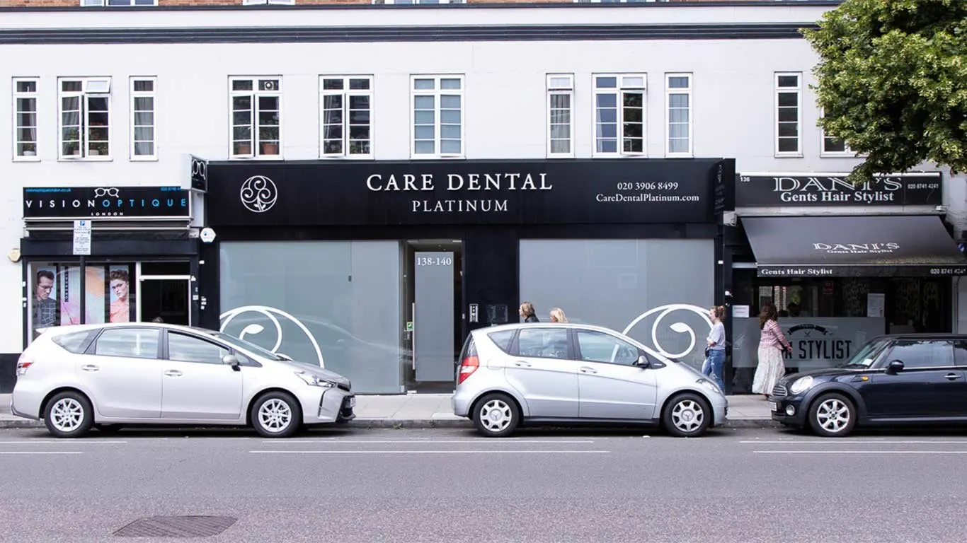 The finished dental practice on a street in Hammersmith, London