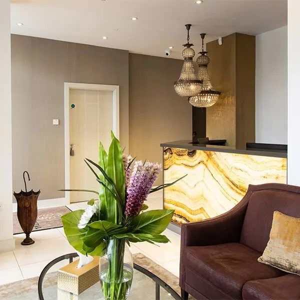 Reception of a newly refurbished dental practice in Hammersmith