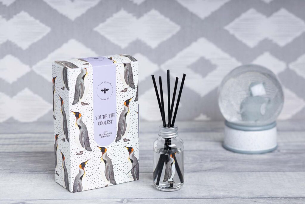 styled Christmas product photography xmas reed diffuser