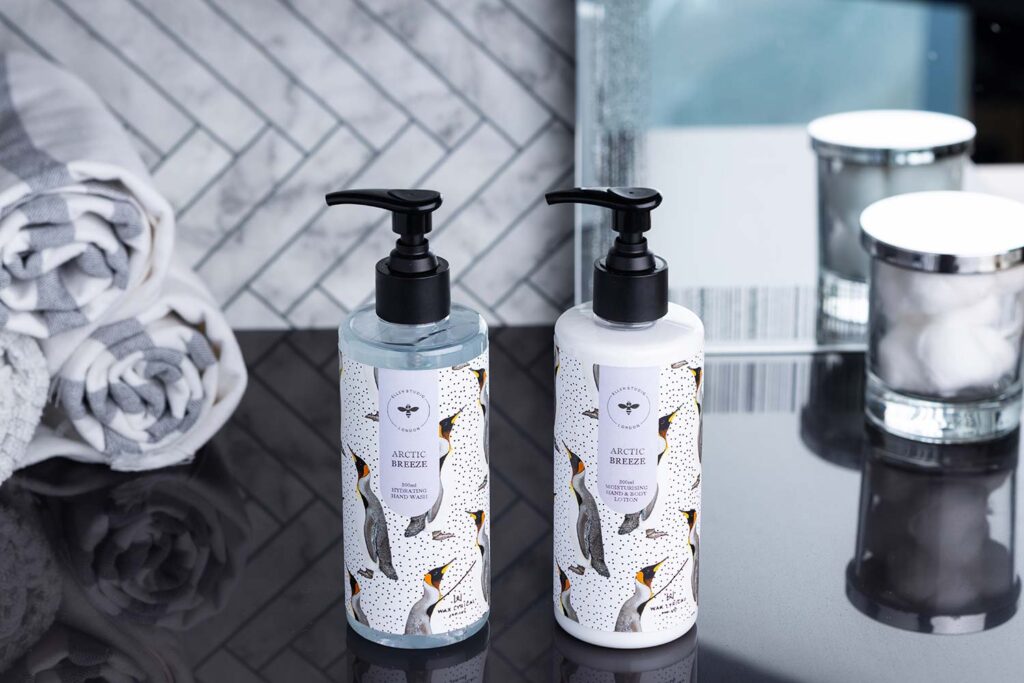 styled Christmas product photography xmas scented lotions